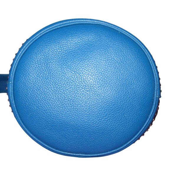 Coach Bleeker Cobalt Blue Pebbled Leather Studded Duffle Crossbody Bucket Bag - Picture 5 of 11